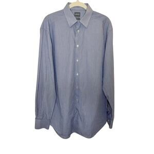 Armani Collezioni Men's Dress Shirt Blue White Pin Stripe sz. 39, 15 1/2